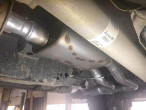 Black Widow muffler installed on a vehicle’s exhaust system